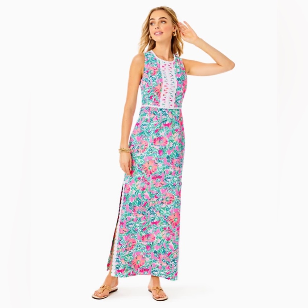 Lilly Pulitzer Floral Maxi Dress - Pink and Green - Picture 4 of 6